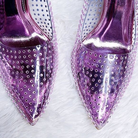 Olivia Ferguson Transparent Rhinestone Pumps Barbie pink Clear Transparent Cinde - Picture 3 of 9